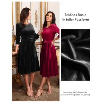 DRESSTELLS Black Velvet Dress for Women | Holiday Cocktail Dress