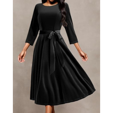 DRESSTELLS Black Velvet Dress for Women | Holiday Cocktail Dress