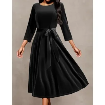DRESSTELLS Black Velvet Dress for Women | Holiday Cocktail Dress