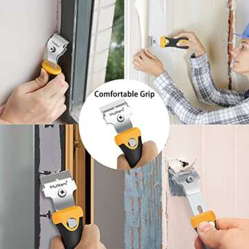 Multi-Purpose Razor Blade Scraper | Razor Scraper Set w/ 10pcs Extra Blades Cleaning Scraper Tool - Window Scraper, Glass Scraper, Blade Scraper, Paint Scraper, Oven Scraper- Extendable-Handle Design