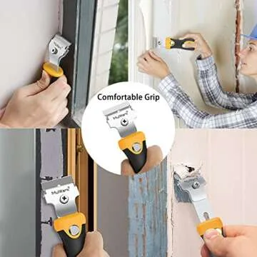 Multi-Purpose Razor Blade Scraper | Razor Scraper Set w/ 10pcs Extra Blades Cleaning Scraper Tool - Window Scraper, Glass Scraper, Blade Scraper, Paint Scraper, Oven Scraper- Extendable-Handle Design