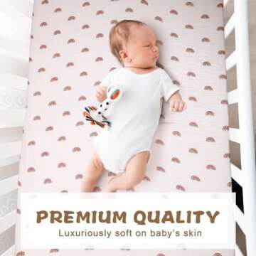 Newwiee 3 Pcs Muslin Crib Sheets 51.2" x 27.6" Mini Baby Sheets for Girls Boys Soft Fitted Neutral Mattress Sheet for Crib