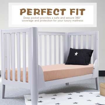 Newwiee 3 Pcs Muslin Crib Sheets 51.2" x 27.6" Mini Baby Sheets for Girls Boys Soft Fitted Neutral Mattress Sheet for Crib