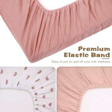 Newwiee 3 Pcs Muslin Crib Sheets 51.2" x 27.6" Mini Baby Sheets for Girls Boys Soft Fitted Neutral Mattress Sheet for Crib