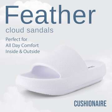 CUSHIONAIRE Feather Slides – Comfortable Cloud Cushion House Slippers for Women, Indoor Outdoor EV...