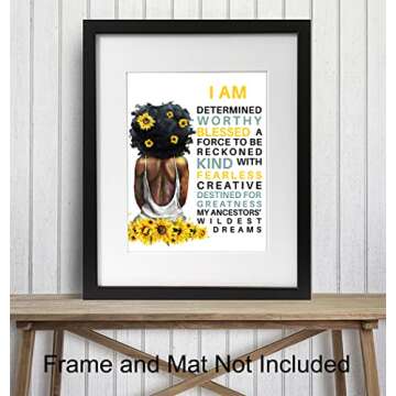 Inspirational Motivational Black Wall Art & Decor - African American Women - Positive Quotes - Positive Affirmations Home Decor Poster for Girls Room, Teens Bedroom, Encouragement Gifts for Women