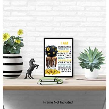 Inspirational Motivational Black Wall Art & Decor - African American Women - Positive Quotes - Positive Affirmations Home Decor Poster for Girls Room, Teens Bedroom, Encouragement Gifts for Women