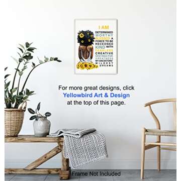 Inspirational Motivational Black Wall Art & Decor - African American Women - Positive Quotes - Positive Affirmations Home Decor Poster for Girls Room, Teens Bedroom, Encouragement Gifts for Women