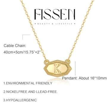 Fissen Initial Necklace for Women in 14K Gold Plated