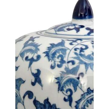 Red Lantern BW-JAR1-BWFL Vase Jar, Floral Blue/White