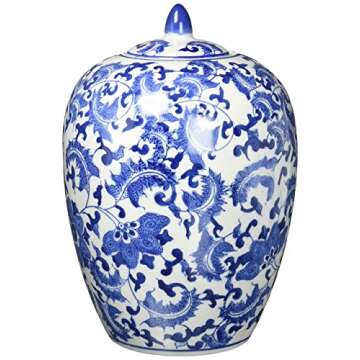 Red Lantern BW-JAR1-BWFL Vase Jar, Floral Blue/White