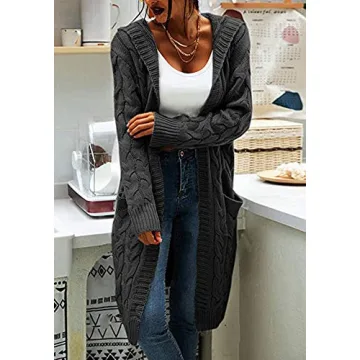 Elegant Hooded Chunky Knit Cardigan for Women