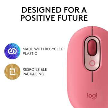 Logitech POP Mouse, Wireless Mouse with Customizable Emojis, SilentTouch Technology, Precision/Speed Scroll, Compact Design, Bluetooth, Multi-Device, OS Compatible - Heartbreaker Rose