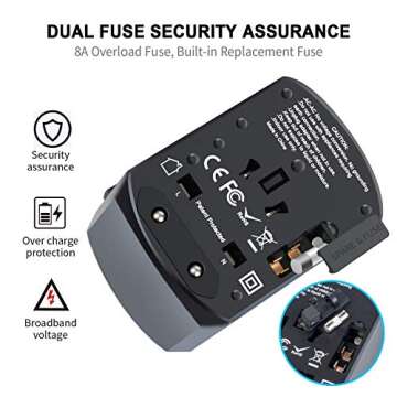 International Travel Adapter, MINGTONG 3 USB & 1 USB C Worldwide Universal Travel Power Plug Adapter, All in One European Power Electrical Adapter for Travel Type C Type A Type G for UK Japan China EU