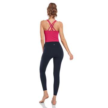 HeyNuts Longline Zeal Sports Bras for Women, Medium Impact Wirefree Yoga Bras Padded Workout Tank Tops Crisscross Back Crop Tops Hot Pink M