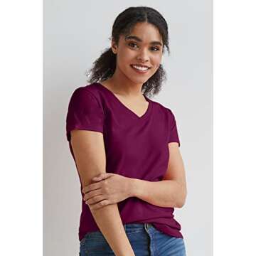 Fair Indigo Organic Pima Cotton V-Neck Tee for Women