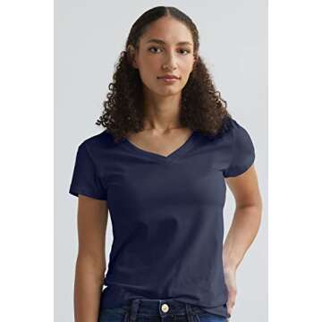 Fair Indigo Organic Pima Cotton V-Neck Tee for Women