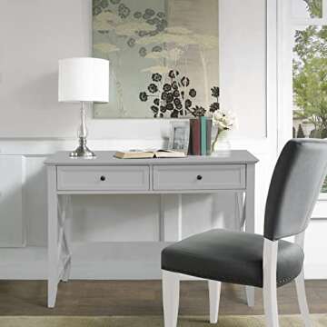 Lewahom Computer Desk with 2 Drawers, Elegant Home Office Writing Study Desk with Storage, Modern Si...