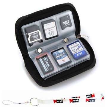 MemoryMarket Memory Card Carrying Case - Black/Wallet/Holder/Organizer/Bag - Storage for SD SDHC CF ...