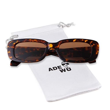 ADE WU Rectangle Sunglasses - Retro Style, Unisex, UV400