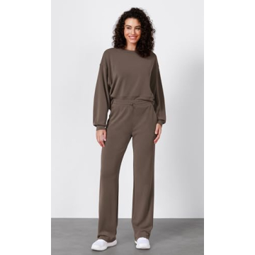 ODODOS Women's Soft Wide Leg Pants with Adjustable Waist