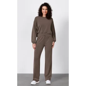 ODODOS Women's Soft Wide Leg Pants with Adjustable Waist