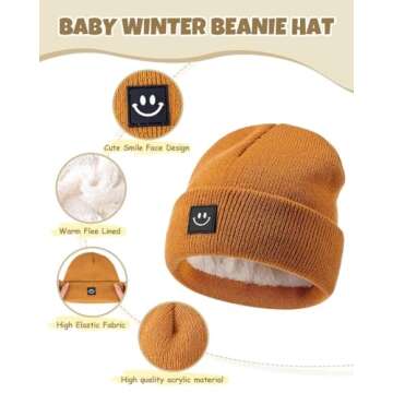 Baby Beanie Mittens Scarf Set,Toddler Kids Winter Hat and Thermal Gloves Neck Warmer Set for Girls B...