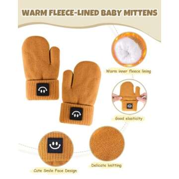 Baby Beanie Mittens Scarf Set,Toddler Kids Winter Hat and Thermal Gloves Neck Warmer Set for Girls Boys Camel