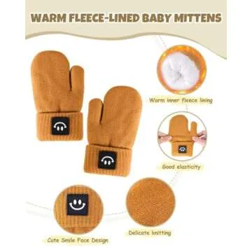 Baby Beanie Mittens Scarf Set,Toddler Kids Winter Hat and Thermal Gloves Neck Warmer Set for Girls Boys Camel