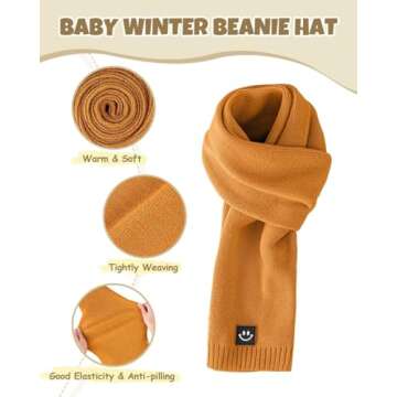 Baby Beanie Mittens Scarf Set,Toddler Kids Winter Hat and Thermal Gloves Neck Warmer Set for Girls Boys Camel