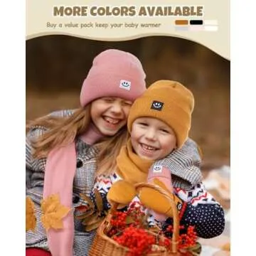 Baby Beanie Mittens Scarf Set,Toddler Kids Winter Hat and Thermal Gloves Neck Warmer Set for Girls Boys Camel