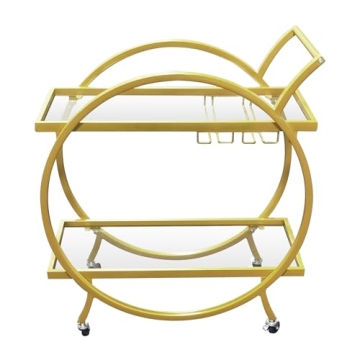 Stylish SMARTISBEAUTY Gold Bar Cart for Elegant Entertaining
