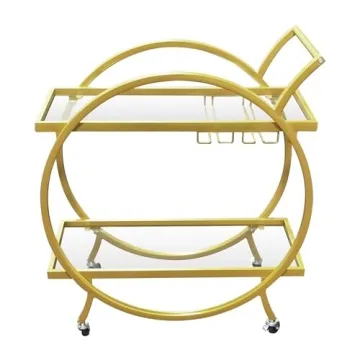 Stylish SMARTISBEAUTY Gold Bar Cart for Elegant Entertaining