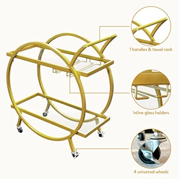 Stylish SMARTISBEAUTY Gold Bar Cart for Elegant Entertaining