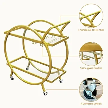 Stylish SMARTISBEAUTY Gold Bar Cart for Elegant Entertaining