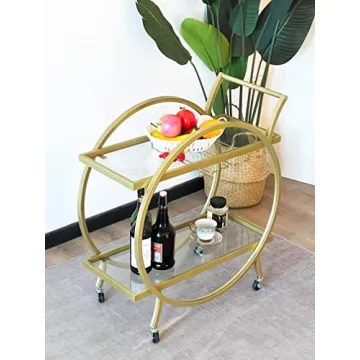 Stylish SMARTISBEAUTY Gold Bar Cart for Elegant Entertaining