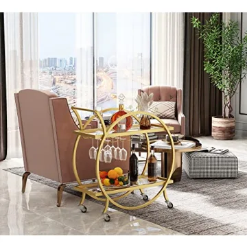Stylish SMARTISBEAUTY Gold Bar Cart for Elegant Entertaining
