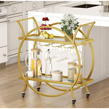 Stylish SMARTISBEAUTY Gold Bar Cart for Elegant Entertaining