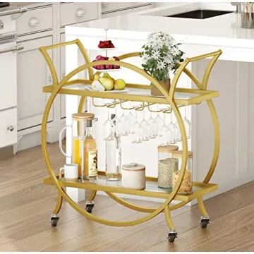 Stylish SMARTISBEAUTY Gold Bar Cart for Elegant Entertaining