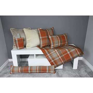 McAlister Textiles Heritage Tartan Throw Cushion Covers 17 x 17 Inches. Highlands Scatter Pillows for Sofas & Bedroom Terracotta Orange