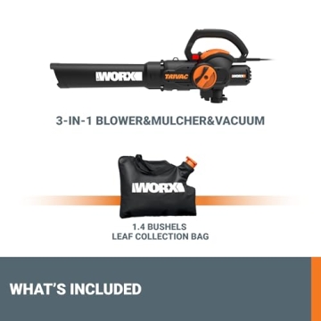 WORX Trivac 3-in-1 Electric Leaf Blower Mulcher Vacuum WG512