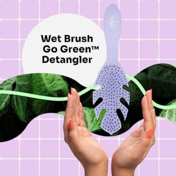 Wet Brush Go Green Hair Detangler Brush, Lavender - Detangling Hair Brush - Ultra-Soft IntelliFlex Bristles Glide Through Tangles & Gently Loosens Knots While Minimizing Pain, Split Ends & Breakage