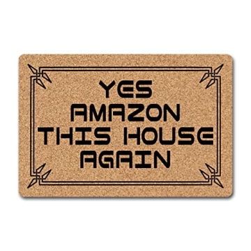 NICESIR Welcome Mat Yes Amazon This House Again Hello Front Doormat (23.6 X 15.7 inch) Non-Woven Fab...