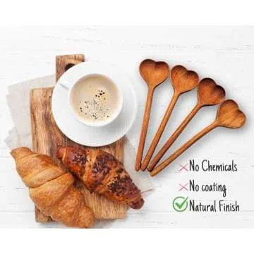 Eco-Friendly Heart Shaped Wooden Spoons Set for Gifts
