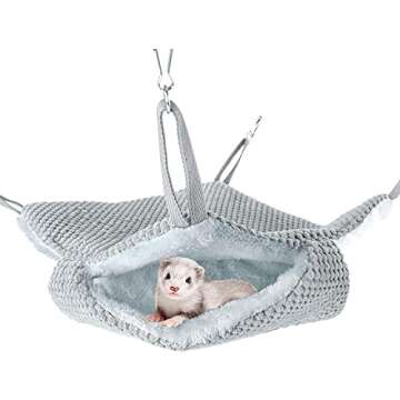 Niteangel Ferret Hammock Napping Bed Pocket - Swing Snuggle Sack for Ferrets Rats Suger Glider Squirrels (Grey)
