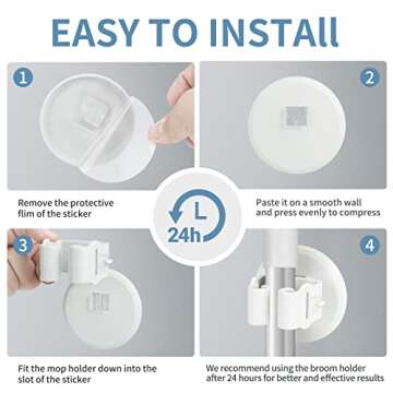 CCTIVED Broom Holder Wall Mount - Easy Installation & Durable