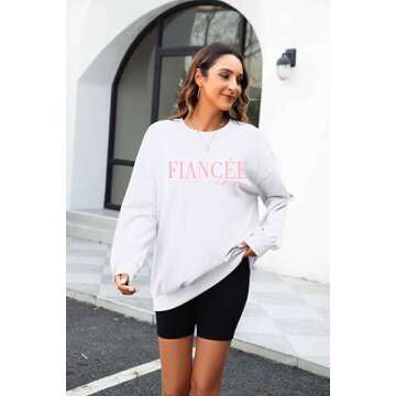 EGELEXY Fiancee Era Sweatshirts Women Bride Embossed Shirts Engaged Bachelorette Outfits Long Sleeve...