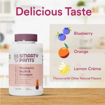 SmartyPants Women's Multivitamin Gummies: Omega 3 Fish Oil (EPA/DHA), Methylfolate, CoQ10, Vitamin D3, C, Vitamin B12, B6, A, K & Zinc, Inositol, Gluten Free, 120 Count (20 Day Supply)