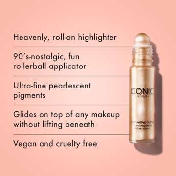 ICONIC LONDON Rollaway Glow | Liquid Highlighter for a Radiant Glow, Cruelty-Free, Vegan Makeup (Cha...
