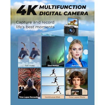 Compact 4K Digital Camera with 64MP & AutoFocus for Travel